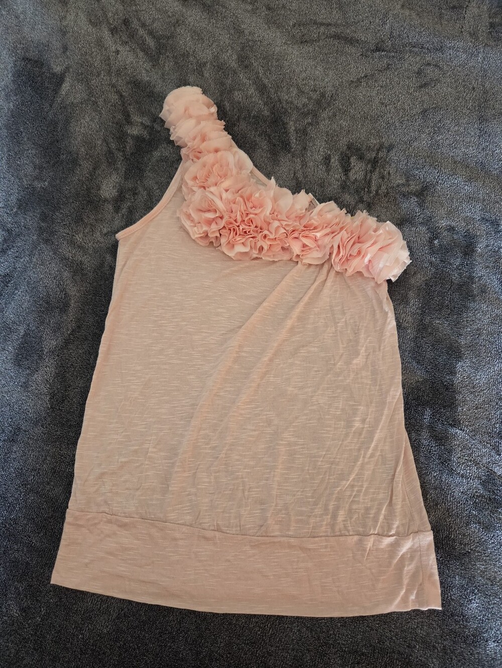 VINTAGE One-Shoulder Floral Appliqué Tank SIZE L